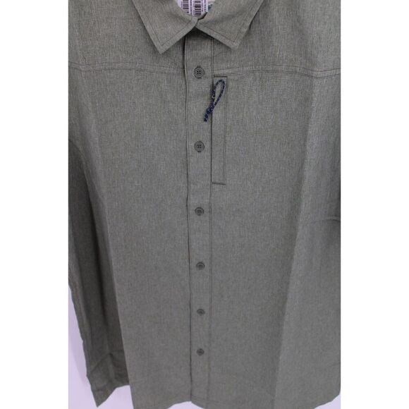 Costa Large Button Down Shirt Olive Green Short Sleeve Nwt - Picture 4 of 8
